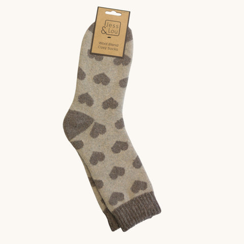 Jess and Lou Cappuccino Heart Cosy Socks