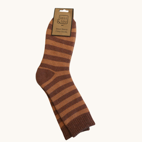 Jess and Lou Terracotta Stripes Cosy Socks