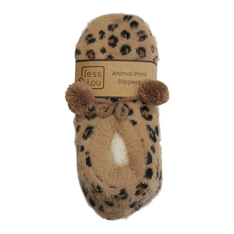 Jess and Lou Tan Leopard Fluffy Slipper