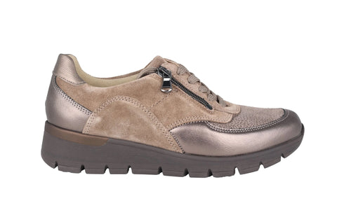Waldlaufer 626K02 600 014 K-Ramona Grey Womens K Fitting Lace Up Zip Up Trainers Shoes