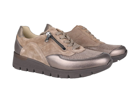 Waldlaufer 626K02 600 014 K-Ramona Grey Womens K Fitting Lace Up Zip Up Trainers Shoes