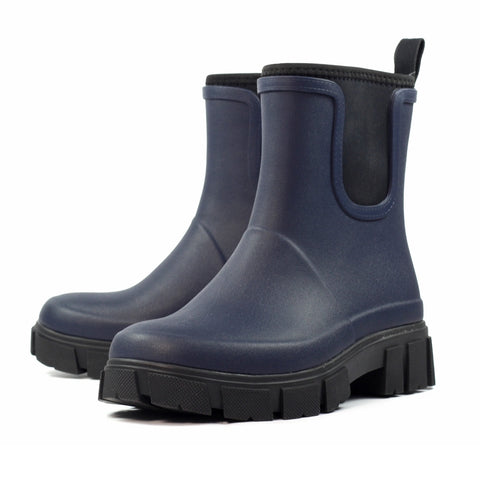 Lazy Dogz Lake Navy Womens Ankle Wellington Boots