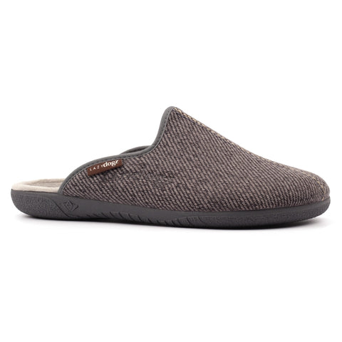 Lazy Dogz Paul Grey Mens Comfort Faux Fur Lined Mule Slippers