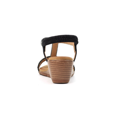 Lunar JLH492 Macie Black Womens Wedge Heel Sandals