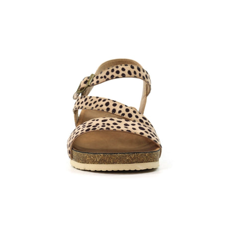 Lunar JLH529 Muster Ocelot Womens Comfortable Summer Low Wedge Slingback Sandals