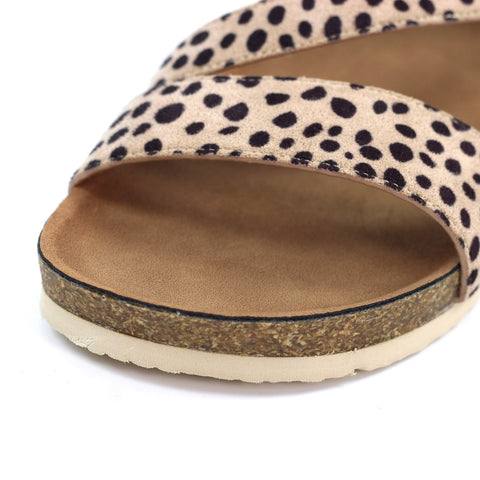 Lunar JLH529 Muster Ocelot Womens Comfortable Summer Low Wedge Slingback Sandals