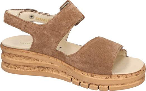Waldlaufer 677001 195 084 Order Walnuss Walnut K-Arlene Womens K Fitting Touch Fastening Low Wedge Stylish Sandals