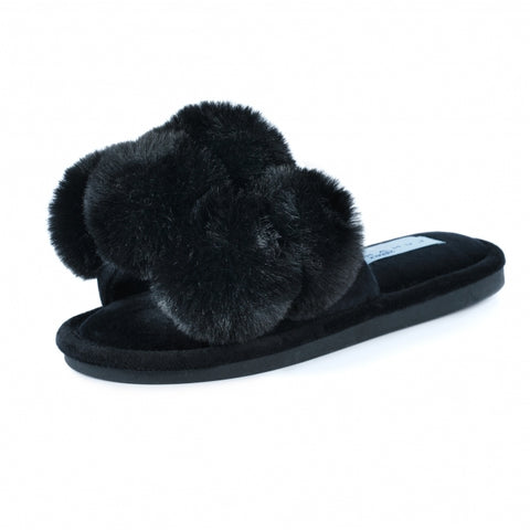 Lunar KLB031 Octavia II Black Womens Comfort Slider Slippers