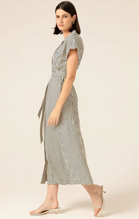 Brave & True Portia Dress White With Black Stripe
