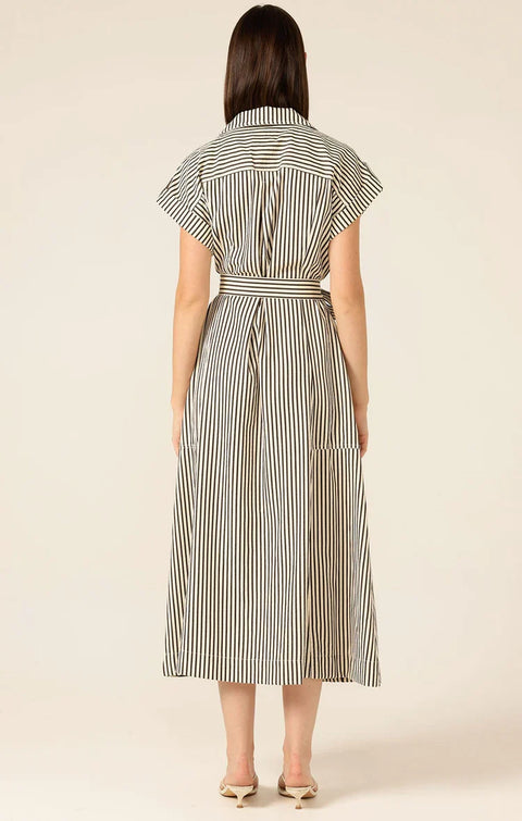 Brave & True Portia Dress White With Black Stripe