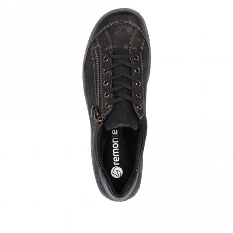 Remonte R1402-07 Black Combination Womens Lace Up Zip Up Shoes