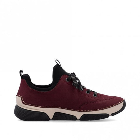 Rieker 45973-36 Bordeaux Womens Casual Comfort Lace Up Trainers