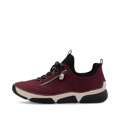 Rieker 45973-36 Bordeaux Womens Casual Comfort Lace Up Trainers