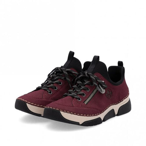Rieker 45973-36 Bordeaux Womens Casual Comfort Lace Up Trainers