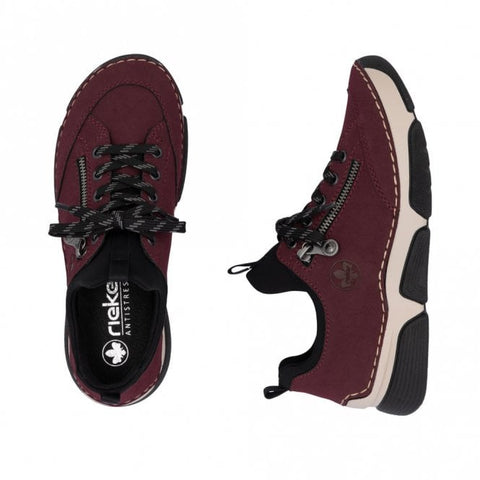 Rieker 45973-36 Bordeaux Womens Casual Comfort Lace Up Trainers