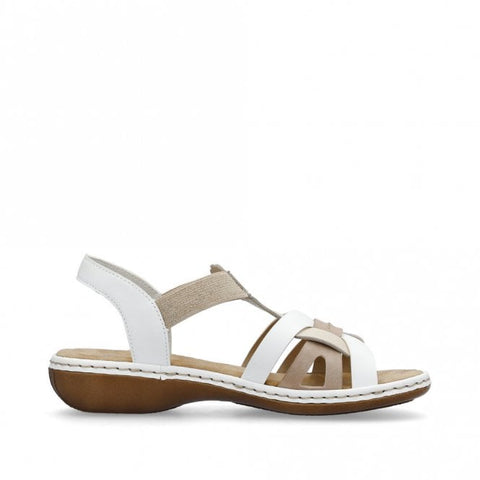Rieker 65918-81 White Combination Womens Casual Comfort Slingback Sandals