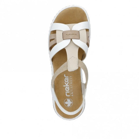 Rieker 65918-81 White Combination Womens Casual Comfort Slingback Sandals