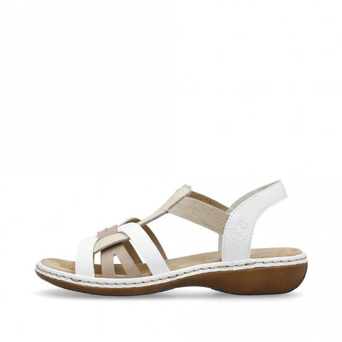 Rieker 65918-81 White Combination Womens Casual Comfort Slingback Sandals