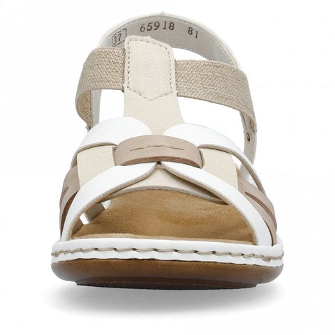 Rieker 65918-81 White Combination Womens Casual Comfort Slingback Sandals