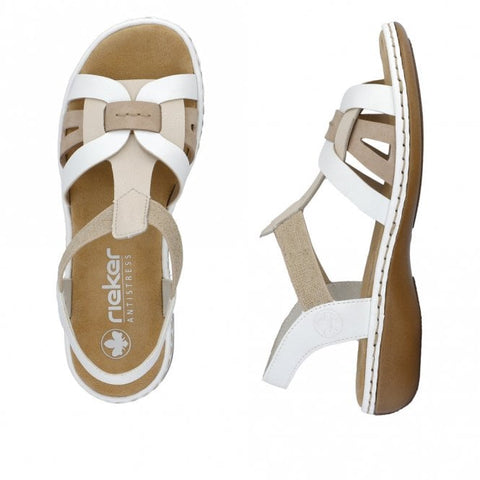 Rieker 65918-81 White Combination Womens Casual Comfort Slingback Sandals