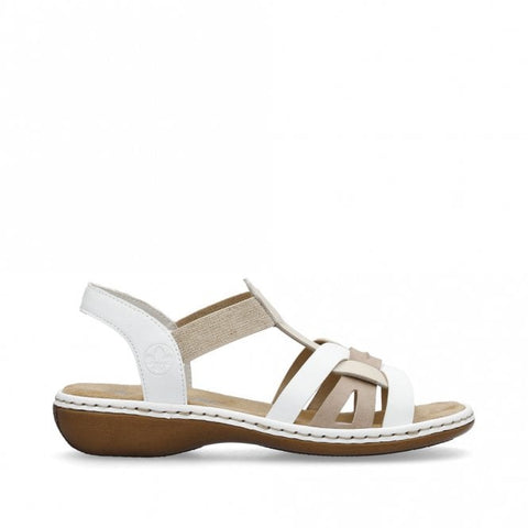 Rieker 65918-81 White Combination Womens Casual Comfort Slingback Sandals