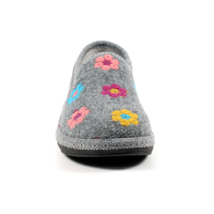 Lunar KLS125 Sepal Grey Womens Comfort Embroidered Slip On Slippers