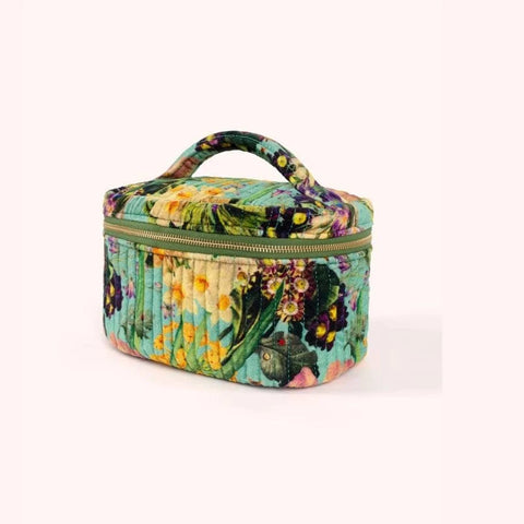 Powder Quilted Cotton Velvet Spring Flora Vanity Case