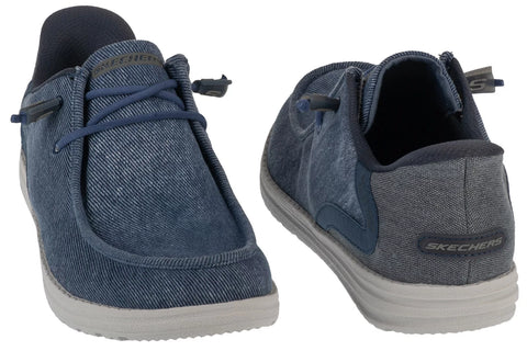Skechers Slip Ins 210959/DEN Denim Relaxed Fit: Melson - Coronado Mens Canvas Casual Comfort Hands Free Slip On Shoes