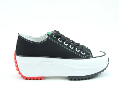 Heavenly Feet Strata Black Womens Chunky Lightweight Canvas Trainer