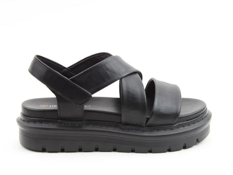 Heavenly Feet Fallon2 Black Womens Litesoles Comfort Open Toe Touch Fastening Sandals