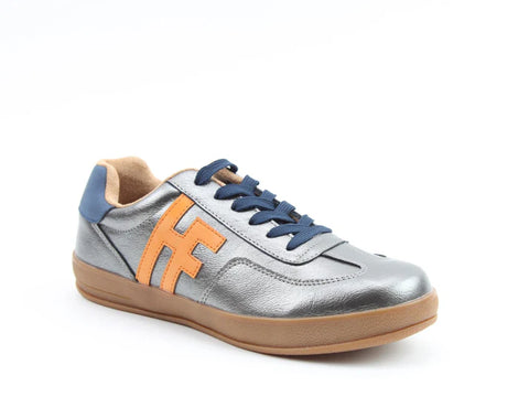 Heavenly Feet Madison Pewter/Navy/Orange Womens Comfort Casual Lace Up Trainers