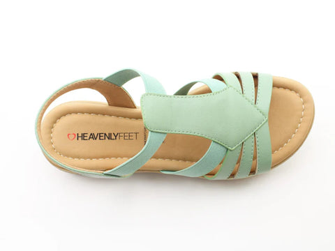 Heavenly Feet Sadie Mint Womens Low Wedge Sandals