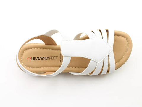Heavenly Feet Sadie White Womens Low Wedge Sandals