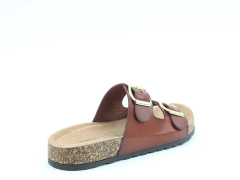Heavenly Feet Harmony2 Redwood Womens Casual Comfort Slip On Slider Twin Buckle Fastening Sandals