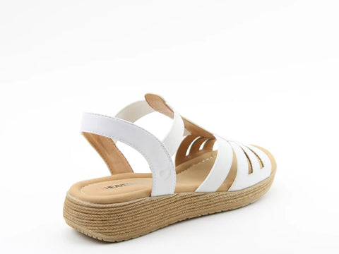 Heavenly Feet Sadie White Womens Low Wedge Sandals