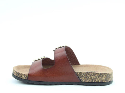 Heavenly Feet Harmony2 Redwood Womens Casual Comfort Slip On Slider Twin Buckle Fastening Sandals