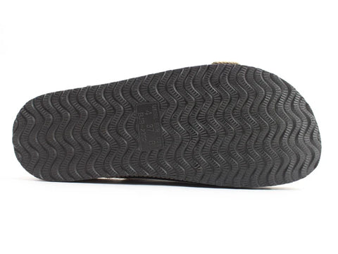 Heavenly Feet Sandy Black Womens Casual Comfort Slip On Slider Twin Buckle Fastening Sandals