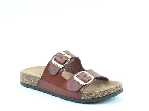 Heavenly Feet Harmony2 Redwood Womens Casual Comfort Slip On Slider Twin Buckle Fastening Sandals