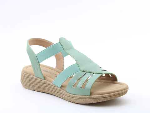 Heavenly Feet Sadie Mint Womens Low Wedge Sandals