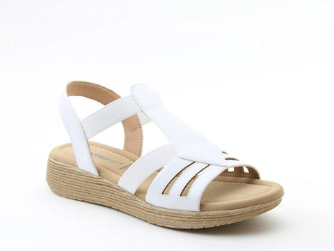 Heavenly Feet Sadie White Womens Low Wedge Sandals