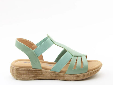 Heavenly Feet Sadie Mint Womens Low Wedge Sandals