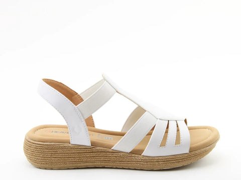 Heavenly Feet Sadie White Womens Low Wedge Sandals