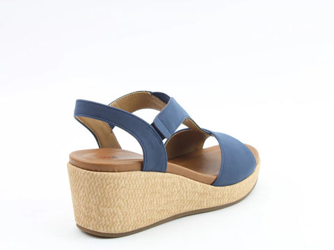Heavenly Feet Paulina Navy Womens Comfort Lightweight Wedge Sandals