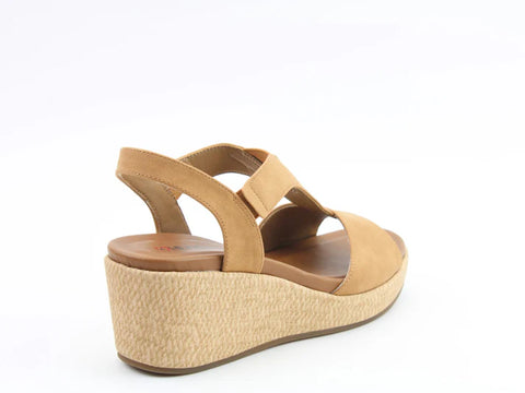 Heavenly Feet Paulina Tan Womens Comfort Lightweight Wedge Sandals