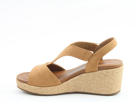 Heavenly Feet Paulina Tan Womens Comfort Lightweight Wedge Sandals