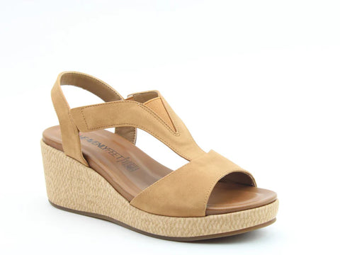 Heavenly Feet Paulina Tan Womens Comfort Lightweight Wedge Sandals