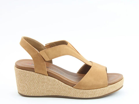 Heavenly Feet Paulina Tan Womens Comfort Lightweight Wedge Sandals