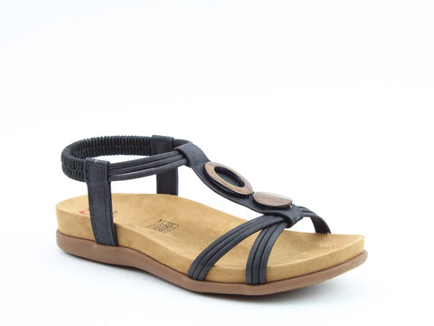 Heavenly Feet Alison Black Womens Casual Comfort Sandals