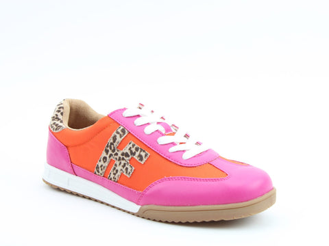 Heavenly Feet Bevan Fuchsia Orange Womens Comfort Casual Lace Up Trainers