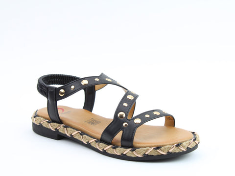 Heavenly Feet Kimi Black Womens Casual Comfort Sandals